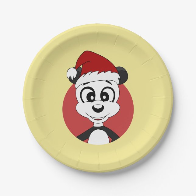 Assiettes En Carton Caricature de Noël avec plaque en papier de panda (Devant)