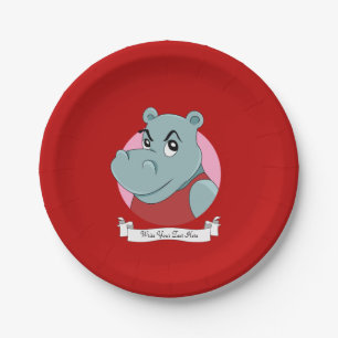 Assiettes En Carton Caricature d'hippopotame