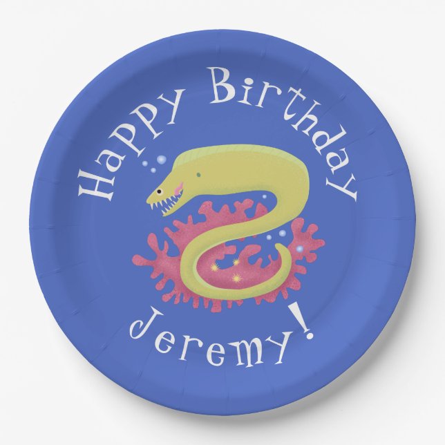 Assiettes En Carton Caricature humoristique murène verte (Devant)