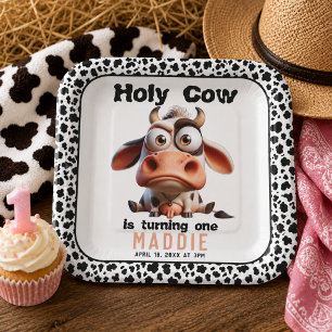 Assiettes En Carton Caricatures de vache sacrée Je suis une cowgirl 1e
