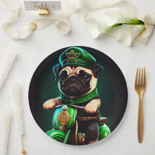 Assiettes En Carton Carlin Chien Conduite Vélo St. Patrick's Day