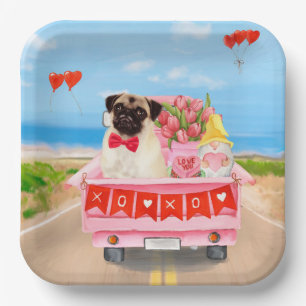 Assiettes En Carton Carlin Chien Saint-Valentin Coeurs de camion