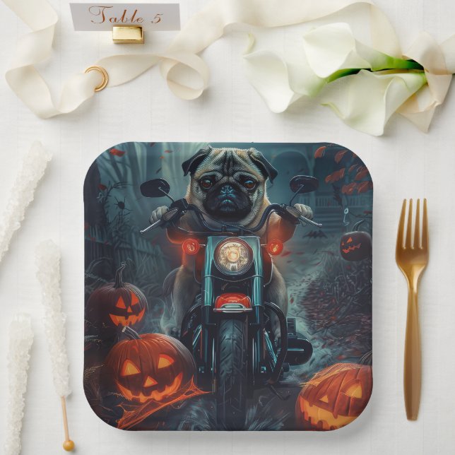 Assiettes En Carton Carlin équitation moto Halloween effroi (Mariage)