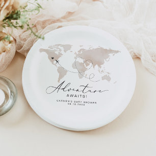 Assiettes En Carton CARMEN Carte Beige Baby shower d'aventure