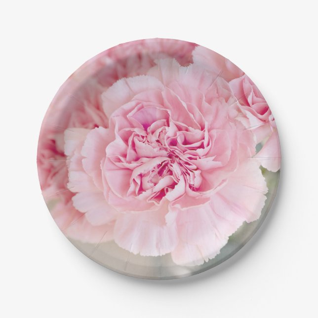 Assiettes En Carton Carnations roses (Devant)