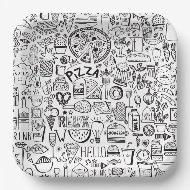 Assiettes En Carton Carnet de doodles alimentaires (Recto)