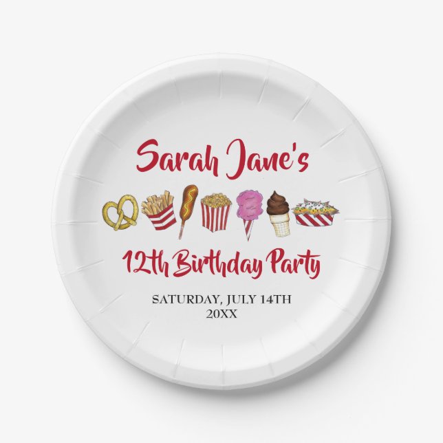 Assiettes En Carton Carnival Circus State Fair Foods Anniversaire Fête (Devant)