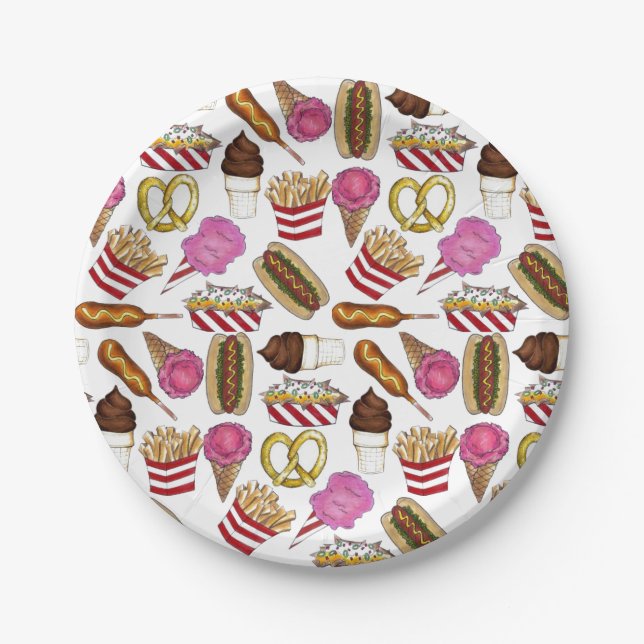 Assiettes En Carton Carnival Circus State Fair Foods Anniversaire Fête (Devant)