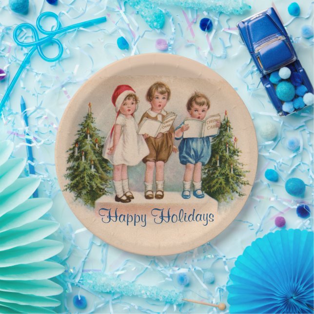 Assiettes En Carton Caroling Kids Plaques de papier de vacances (Fête)