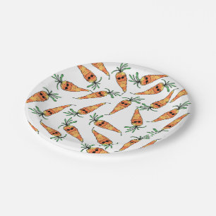 Assiettes En Carton Carotte mignonne et drôle d'aquarelle avec des