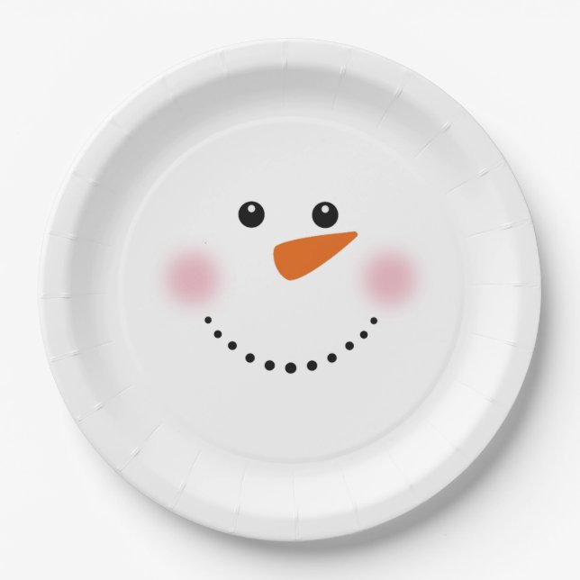 Assiettes En Carton Carotte mignonne Nez Snowman (Devant)