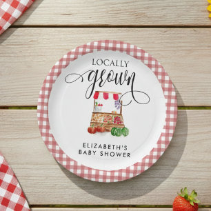 Assiettes En Carton Carottes Gingham pour Baby Shower de Production Lo