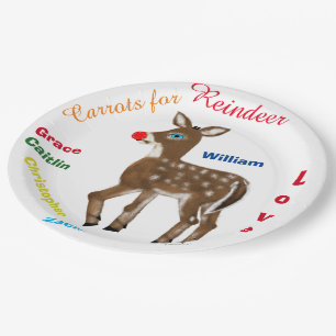 Assiettes En Carton Carottes pour les noms des enfants Reindeer