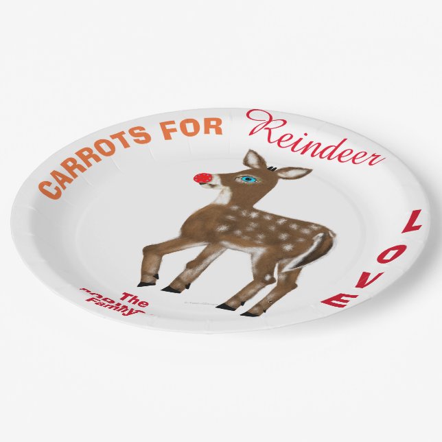 Assiettes En Carton Carottes pour Reindeer Nom de famille (Angle)