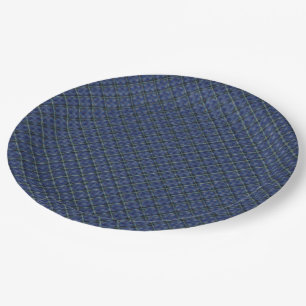 Assiettes En Carton Carré à damiers bleu avec points pixélisés