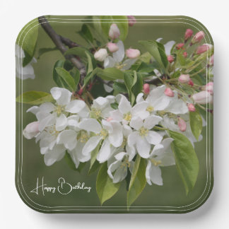 Assiettes En Carton Carré à fleurs de fruits blancs