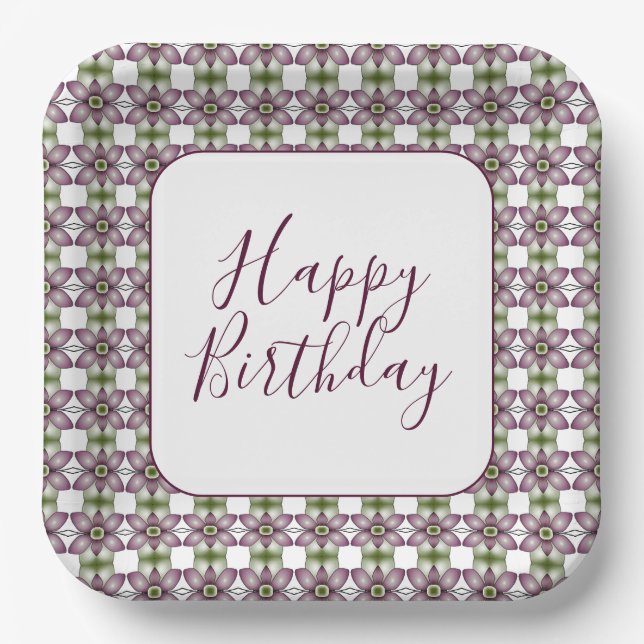 Assiettes En Carton Carré de concepteur à motifs floraux (Recto)