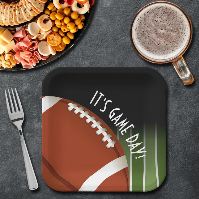 Assiettes En Carton Carré de la journée de football (Football field Game day square paper plates)