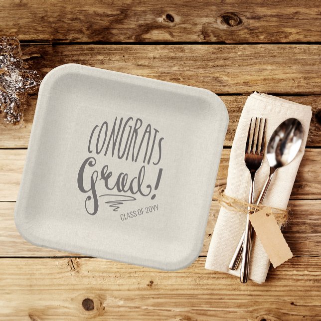 Assiettes En Carton Carré de la partie de graduation rustique de 9" (Créateur téléchargé)