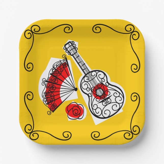 Assiettes En Carton Carré espagnol Souvenirs Corners (Recto)