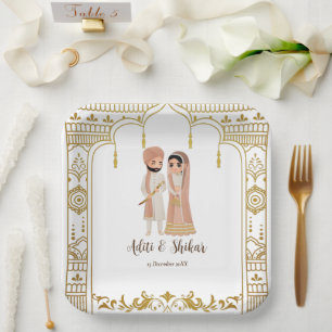 Assiettes En Carton Carré indien de la conception des frontières