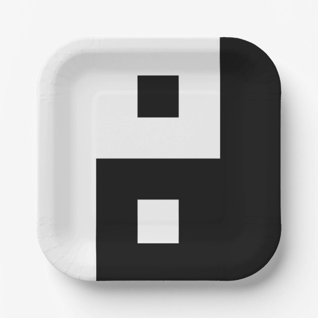 Assiettes En Carton Carré Yin Yang (Recto)