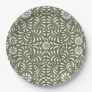 Assiettes En Carton Carreau de Talavera vert Style espagnol Fiesta