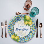 Assiettes En Carton Carreaux bleus citron Amalfi Positano douche nupti<br><div class="desc">Carrelage bleu et citron Amalfi Positano italien style méditerranéen douche nuptiale personnalisée assiettes assorties modèle.</div>