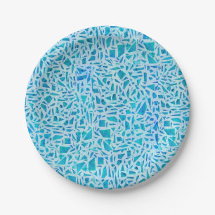 Assiettes En Carton Carreaux de verre mosaique turquoise bleu moderne 