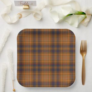 Assiettes En Carton Carreaux écossais marron foncé