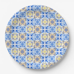 Assiettes En Carton Carrelage bleu italien Mamma Mia