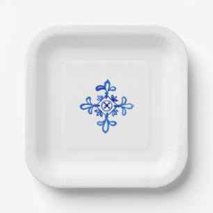Assiettes En Carton Carrelage bleu méditerranéen Générique