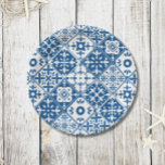 Assiettes En Carton Carrelage bleu Santorin thème grec/espagnol<br><div class="desc">Plaques de papier-douche dansantes Queen,  d'inspiration méditerranéenne grecque musicale bleue carrelée.</div>