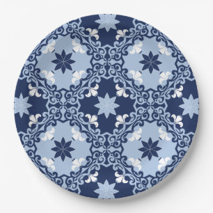 Assiettes En Carton Carrelage décoratif bleu ornemental géométrique ma
