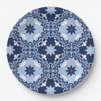 Assiettes En Carton Carrelage décoratif bleu ornemental géométrique ma