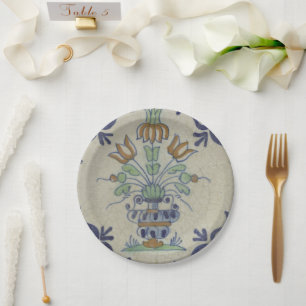 Assiettes En Carton Carrelage Delft Antique Pot de Fleur Céramique