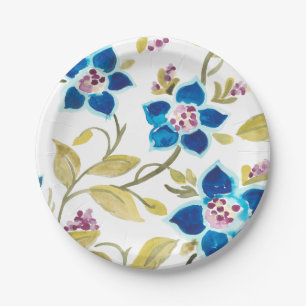 Assiettes En Carton Carrelage floral de l'abbaye - Blooms bleus