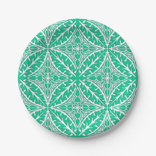 Assiettes En Carton Carrelage marocain - turquoise et blanc