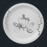 Assiettes En Carton Carrosse argenté élégant Histoire blanche Royale<br><div class="desc">Personnalisez avec n'importe quel texte. Des articles assortis sont disponibles.</div>