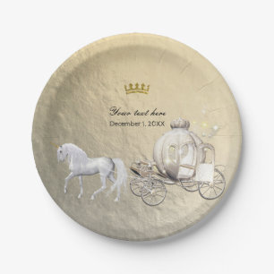 Assiettes En Carton Carrosse et licorne de conte de fées de la princes