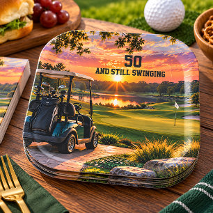 Assiettes En Carton Cart de golf personnalisé pour fête d'anniversaire