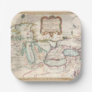 Assiettes En Carton Carte antique des Grands Lacs