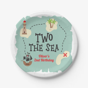 Assiettes En Carton Carte au trésor pirate deux à la mer 2e anniversai