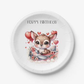 Assiettes En Carton Carte d'anniversaire de pilote de cerf