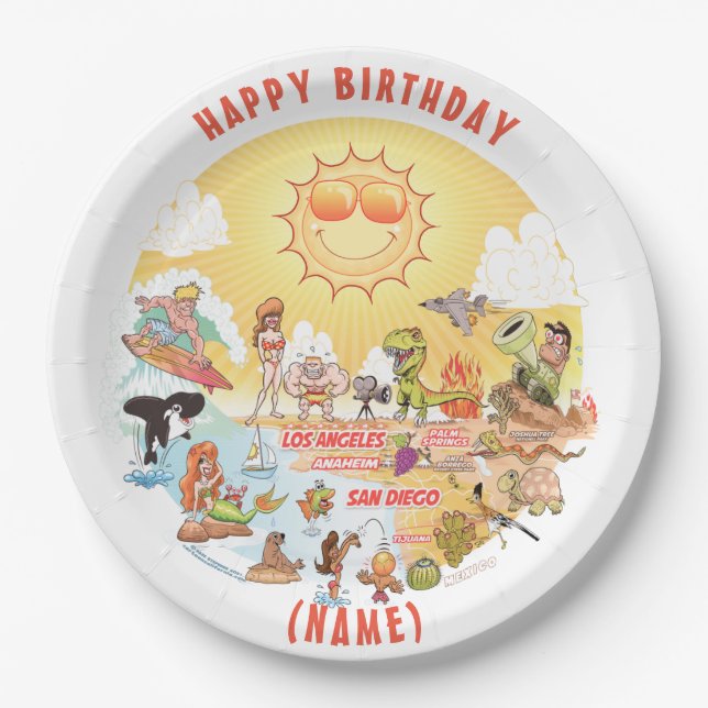 Assiettes En Carton Carte d'anniversaire Sunny California (Devant)