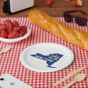 Assiettes En Carton Carte de drapeau de l'état de New-York