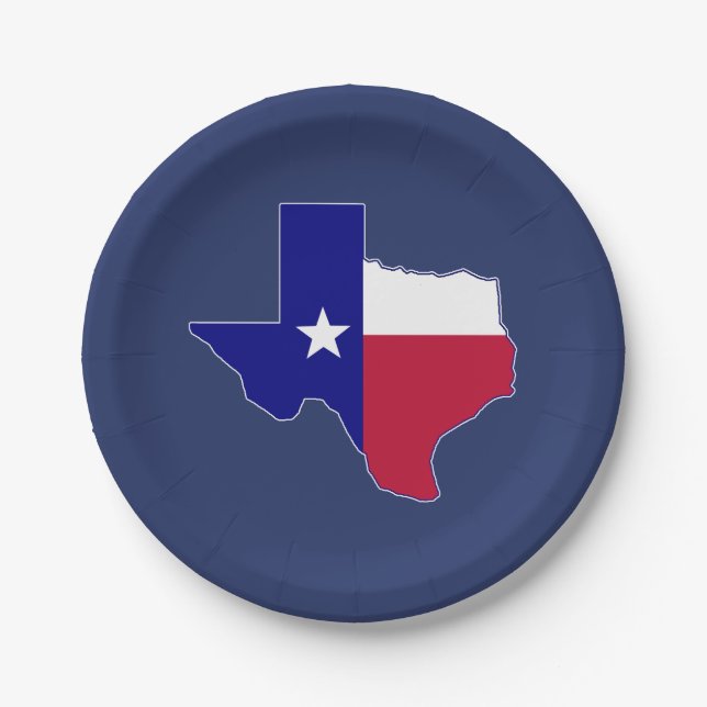 Assiettes En Carton Carte de drapeau du Texas (Devant)