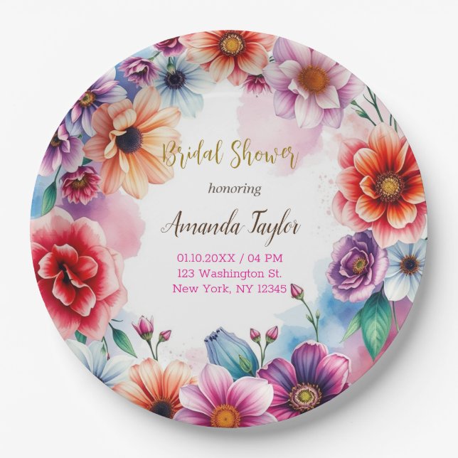 Assiettes En Carton Carte de Fête des mariées de calligraphie minimali (Devant)