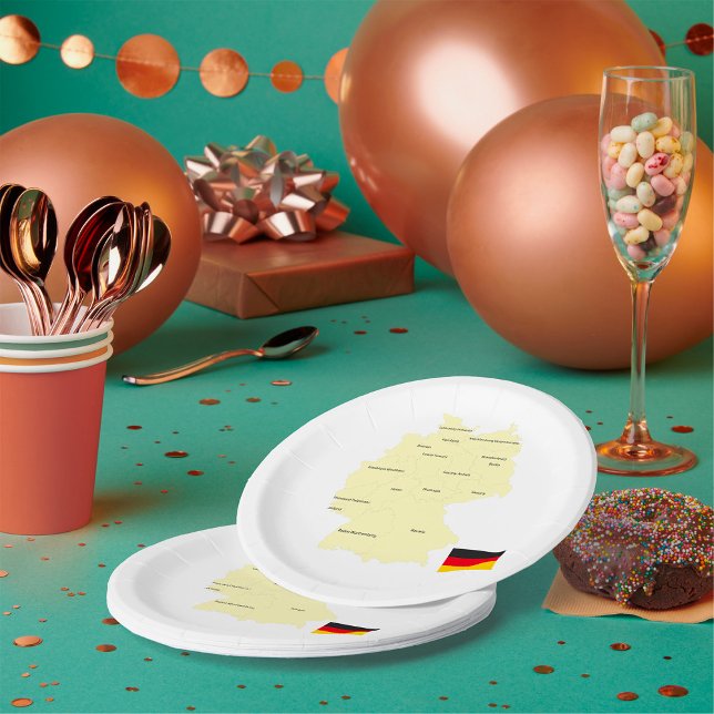 Assiettes En Carton Carte de l'Allemagne avec les États et les capital (Créateur téléchargé)