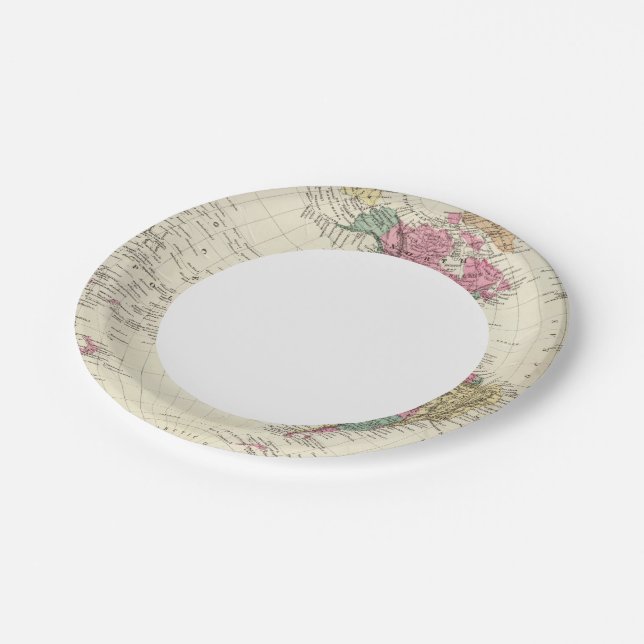 Assiettes En Carton Carte de l'hémisphère occidental (Angle)